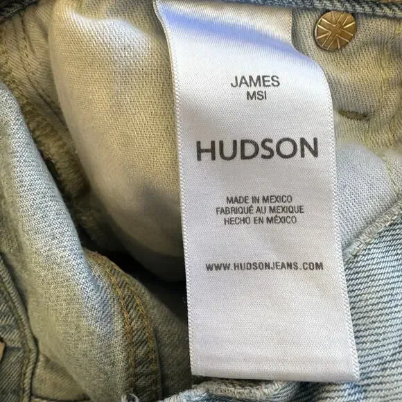 Hudson James MSI Wide Leg Jeans Denim SIZE 27 Light Wash Zipper High Rise $265 - Picture 10 of 12